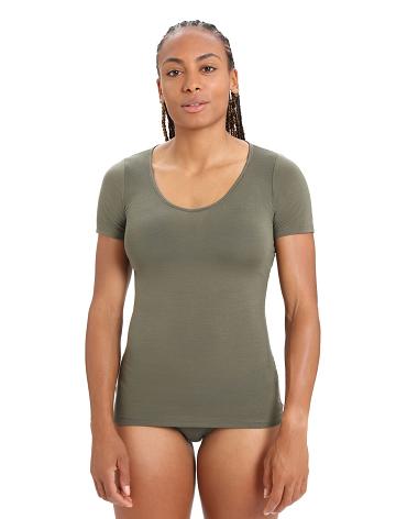 Loden Women's Icebreaker Merino Siren Short Sleeve Sweetheart Top Underwear | USA 1682BEXC